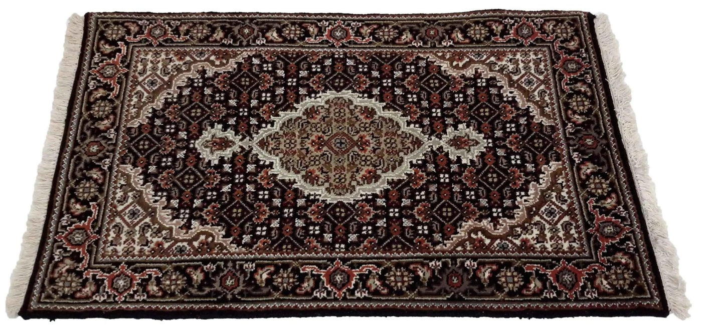 Canvello Hand Made Formal Medallion Indo Tabriz Rug - 2'0'' X 3'1'' - Canvello