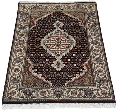 Canvello Hand Made Formal Medallion Indo Tabriz Rug - 2'0'' X 3'1'' - Canvello