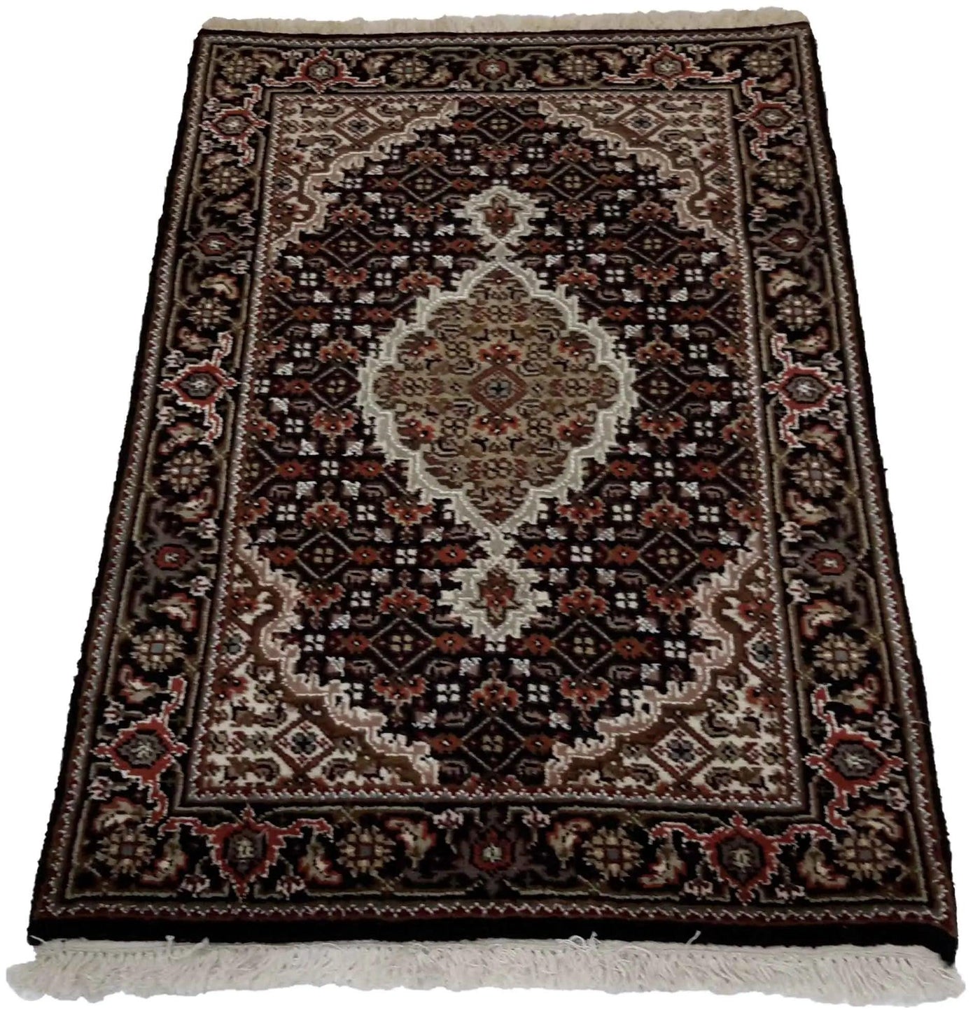 Canvello Hand Made Formal Medallion Indo Tabriz Rug - 2'0'' X 3'1'' - Canvello