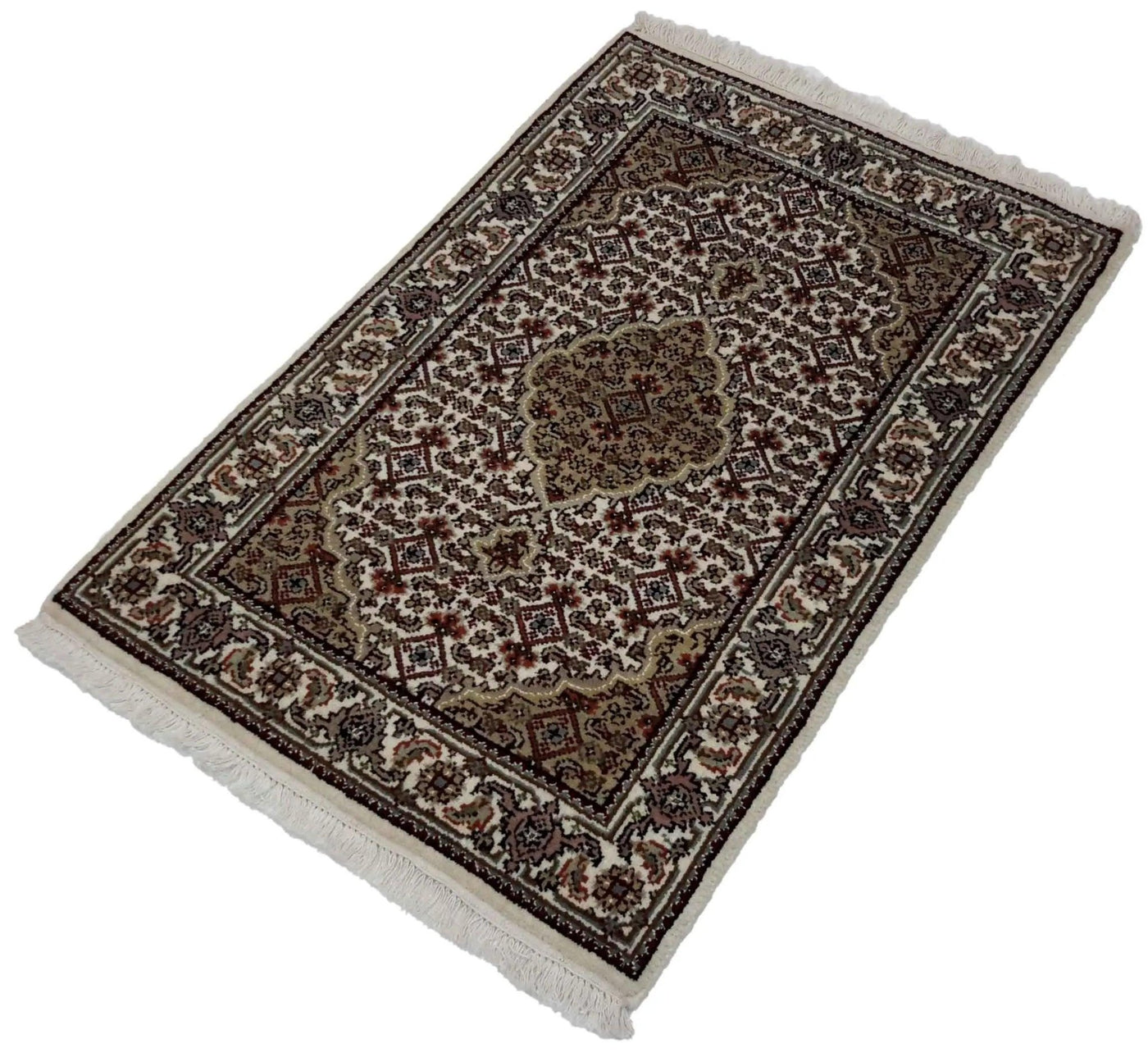 Canvello Hand Made Formal Medallion Indo Tabriz Rug - 2'0'' X 3'1'' - Canvello