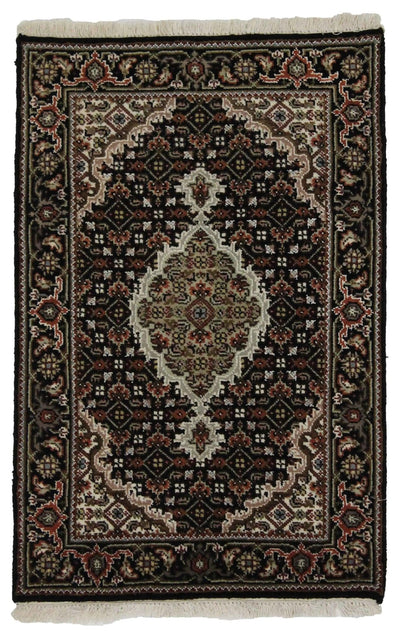 Canvello Hand Made Formal Medallion Indo Tabriz Rug - 2'0'' X 3'1'' - Canvello