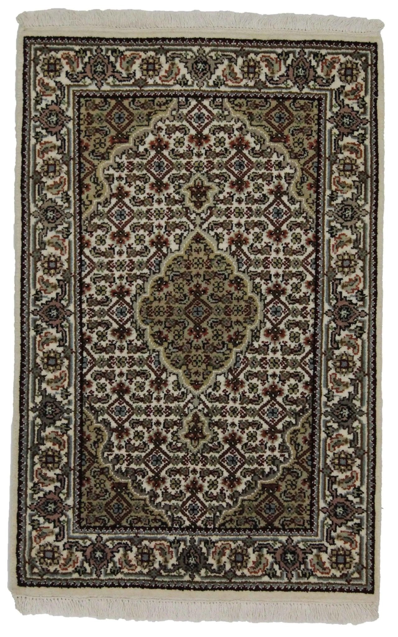 Canvello Hand Made Formal Medallion Indo Tabriz Rug - 2'0'' X 3'1'' - Canvello