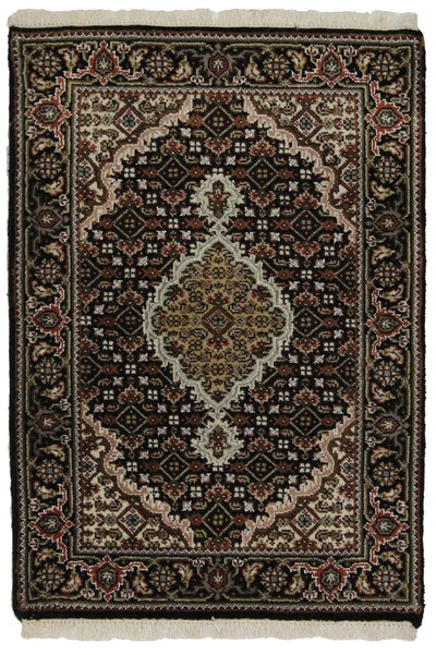 Canvello Hand Made Formal Medallion Indo Tabriz Rug - 2'1'' X 3'0'' - Canvello