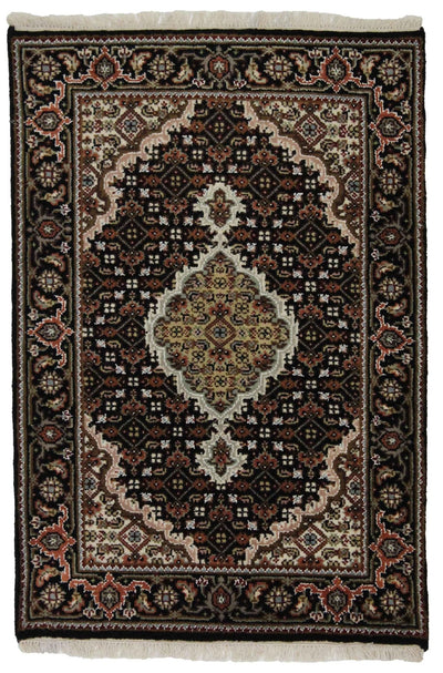 Canvello Hand Made Formal Medallion Indo Tabriz Rug - 2'1'' X 3'1'' - Canvello