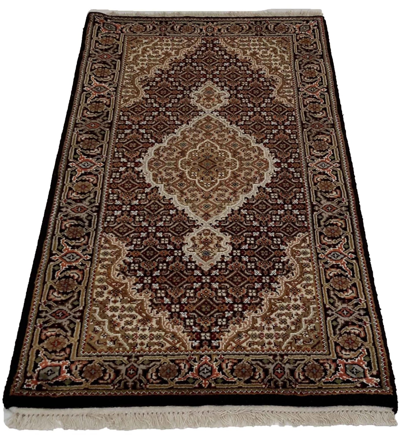 Canvello Hand Made Formal Medallion Indo Tabriz Rug - 2'4'' X 4'7'' - Canvello