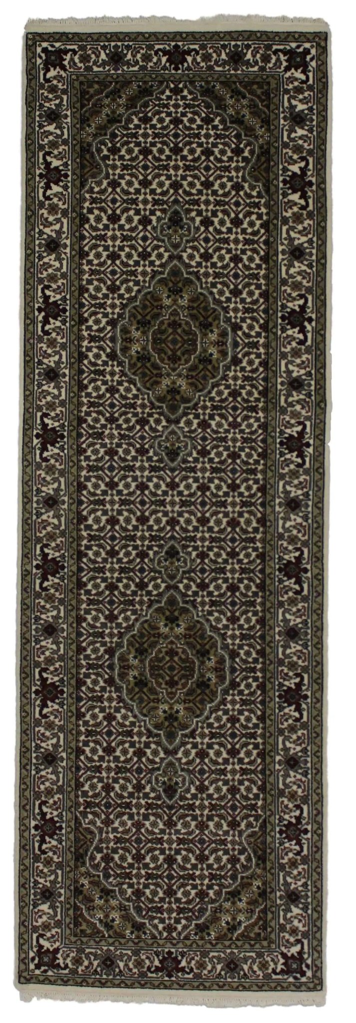 Canvello Hand Made Formal Medallion Indo Tabriz Rug - 2'7'' X 10'0'' - Canvello