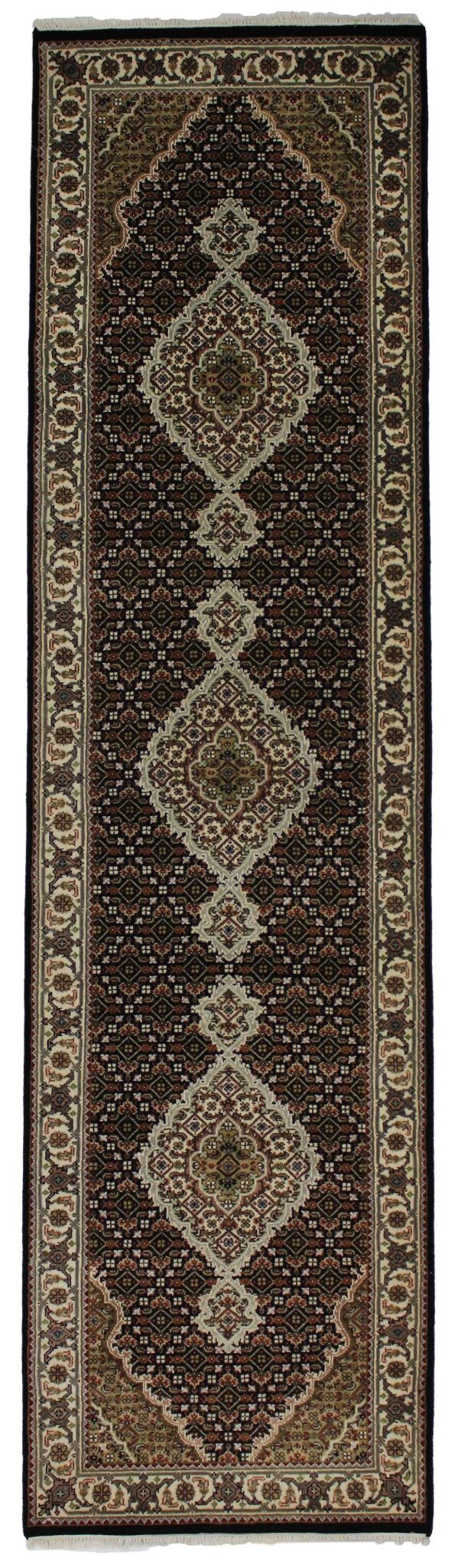 Canvello Hand Made Formal Medallion Indo Tabriz Rug - 2'8'' X 10'0'' - Canvello