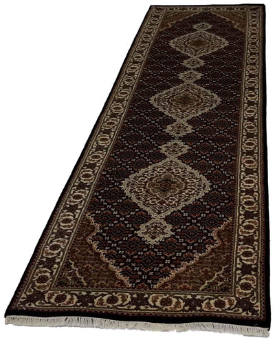 Canvello Hand Made Formal Medallion Indo Tabriz Rug - 2'8'' X 10'0'' - Canvello