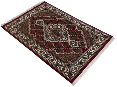 Canvello Hand Made Formal Medallion Indo Tabriz Rug - 2'8'' X 4'1'' - Canvello