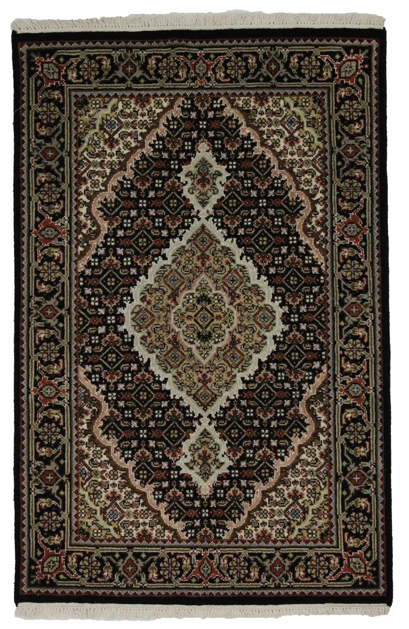 Canvello Hand Made Formal Medallion Indo Tabriz Rug - 2'8'' X 4'1'' - Canvello