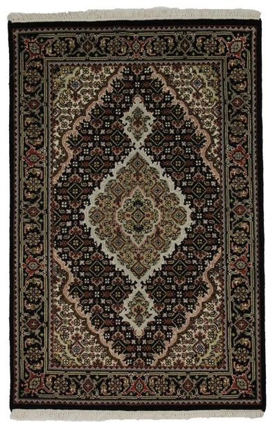 Canvello Hand Made Formal Medallion Indo Tabriz Rug - 2'8'' X 4'1'' - Canvello