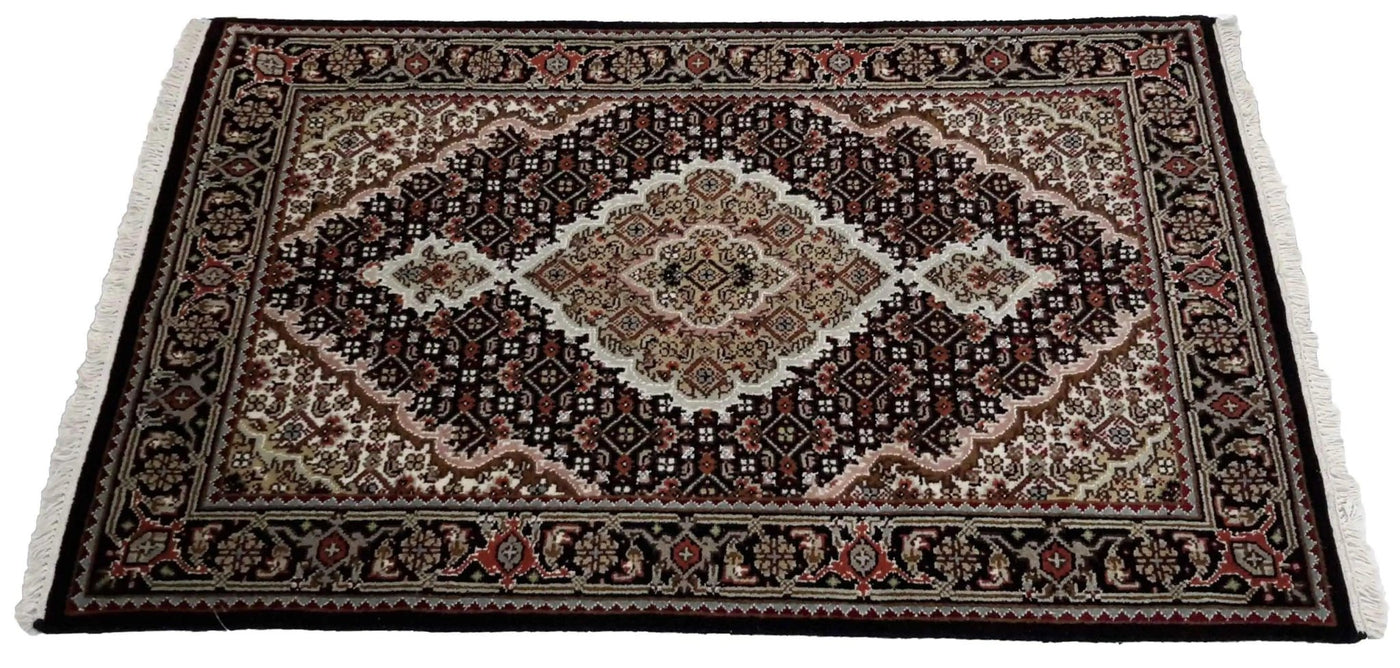 Canvello Hand Made Formal Medallion Indo Tabriz Rug - 2'8'' X 4'1'' - Canvello