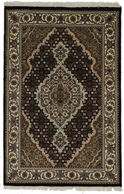 Canvello Hand Made Formal Medallion Indo Tabriz Rug - 2'8'' X 4'1'' - Canvello