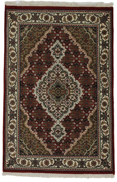 Canvello Hand Made Formal Medallion Indo Tabriz Rug - 2'8'' X 4'1'' - Canvello