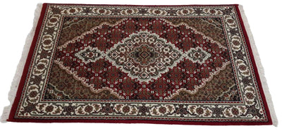 Canvello Hand Made Formal Medallion Indo Tabriz Rug - 2'8'' X 4'1'' - Canvello