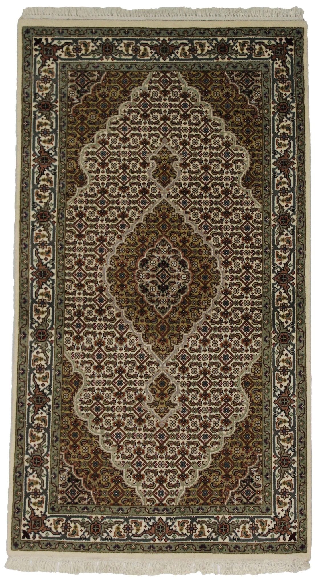 Canvello Hand Made Formal Medallion Indo Tabriz Rug - 3'0'' X 5'5'' - Canvello