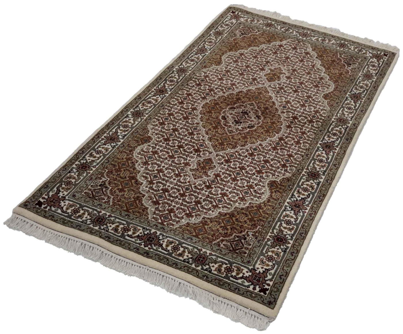 Canvello Hand Made Formal Medallion Indo Tabriz Rug - 3'0'' X 5'5'' - Canvello