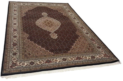 Canvello Hand Made Formal Medallion Indo Tabriz Rug - 5'11'' X 8'9'' - Canvello