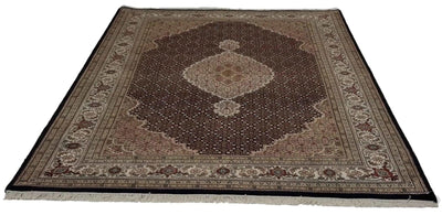 Canvello Hand Made Formal Medallion Indo Tabriz Rug - 5'11'' X 8'9'' - Canvello