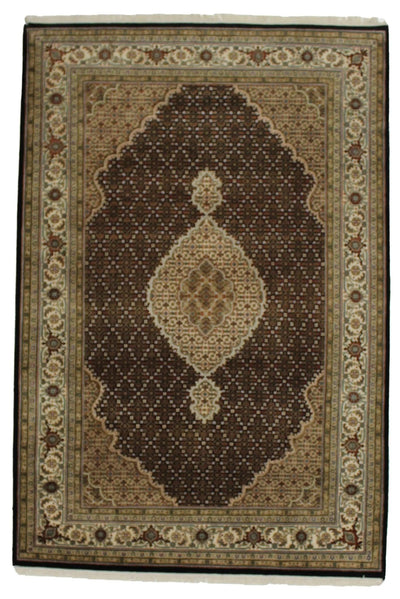 Canvello Hand Made Formal Medallion Indo Tabriz Rug - 5'11'' X 8'9'' - Canvello