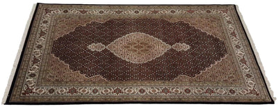 Canvello Hand Made Formal Medallion Indo Tabriz Rug - 5'11'' X 8'9'' - Canvello