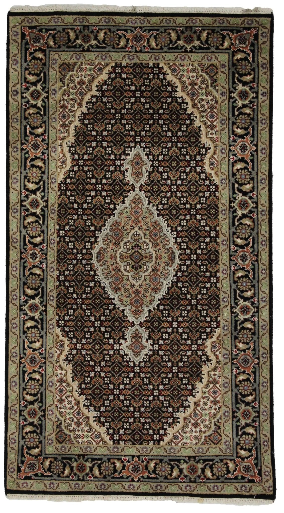 Canvello Hand Made Formal Medallion Indo Tabriz Rug - 5'5'' X 3'0'' - Canvello