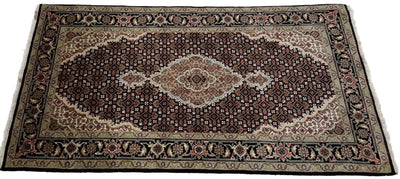 Canvello Hand Made Formal Medallion Indo Tabriz Rug - 5'5'' X 3'0'' - Canvello