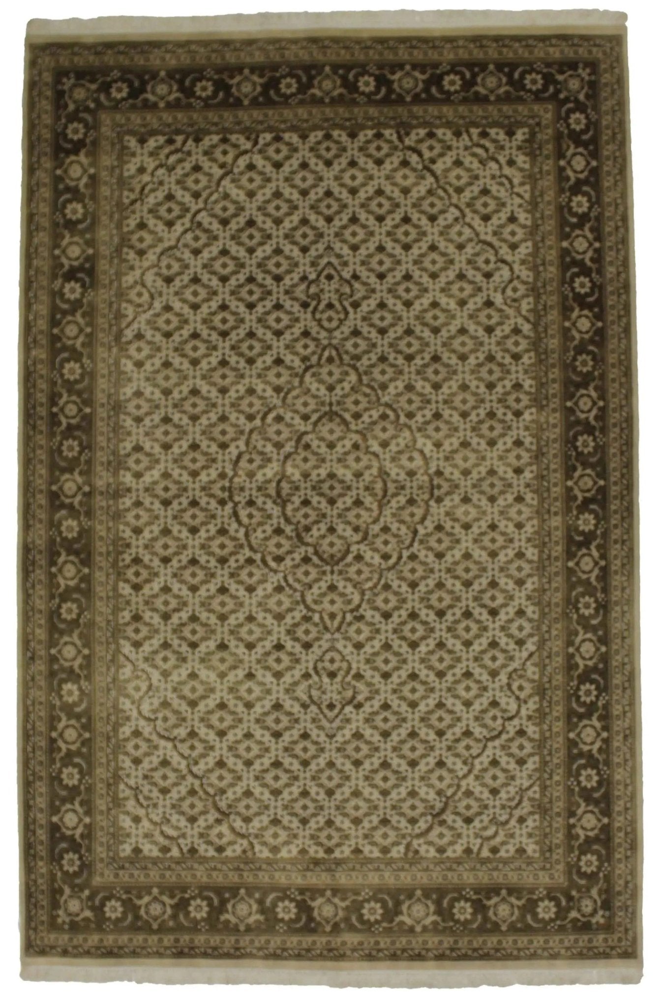 Canvello Hand Made Formal Medallion Indo Tabriz Rug - 6'0'' X 9'2'' - Canvello