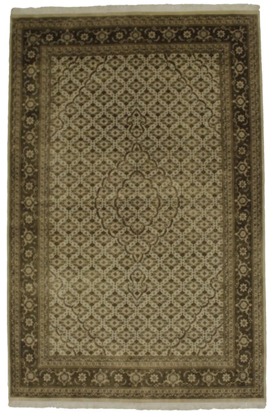 Canvello Hand Made Formal Medallion Indo Tabriz Rug - 6'0'' X 9'2'' - Canvello