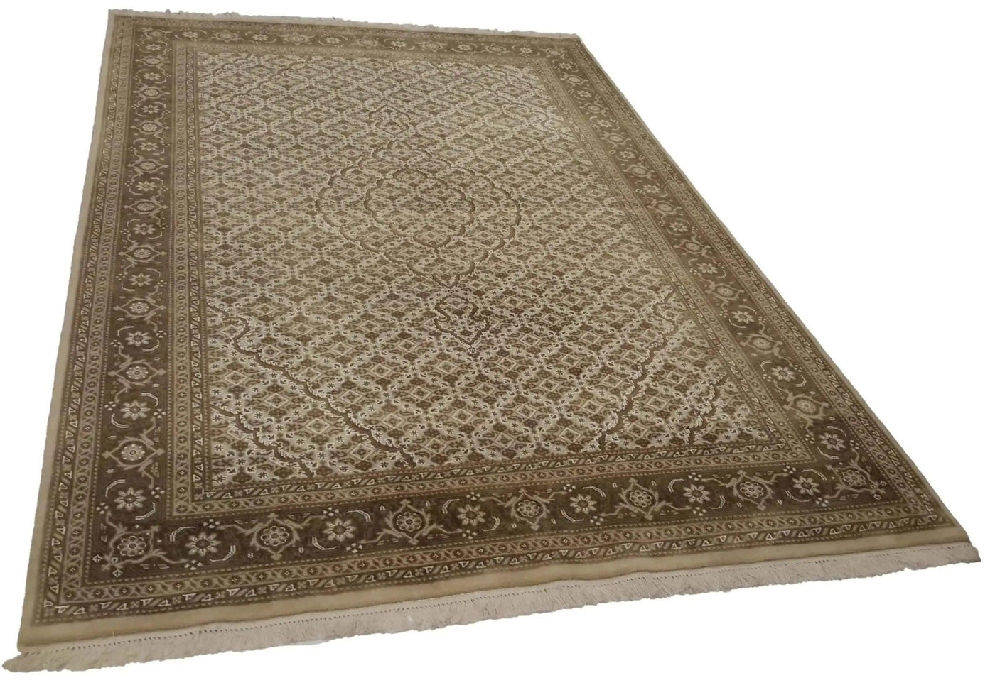 Canvello Hand Made Formal Medallion Indo Tabriz Rug - 6'0'' X 9'2'' - Canvello