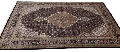 Canvello Hand Made Formal Medallion Indo Tabriz Rug - 6'6'' X 10'0'' - Canvello