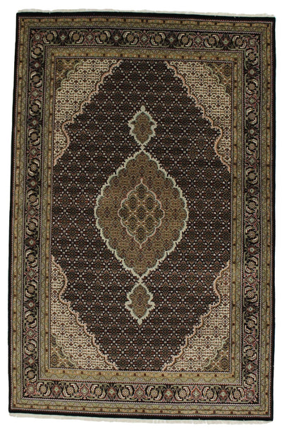 Canvello Hand Made Formal Medallion Indo Tabriz Rug - 6'6'' X 10'0'' - Canvello