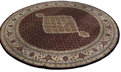 Canvello Hand Made Formal Medallion Indo Tabriz Rug - 6'7'' X 6'7'' - Canvello