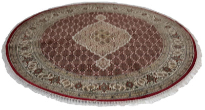 Canvello Hand Made Formal Medallion Indo Tabriz Rug - 6'7'' X 6'7'' - Canvello