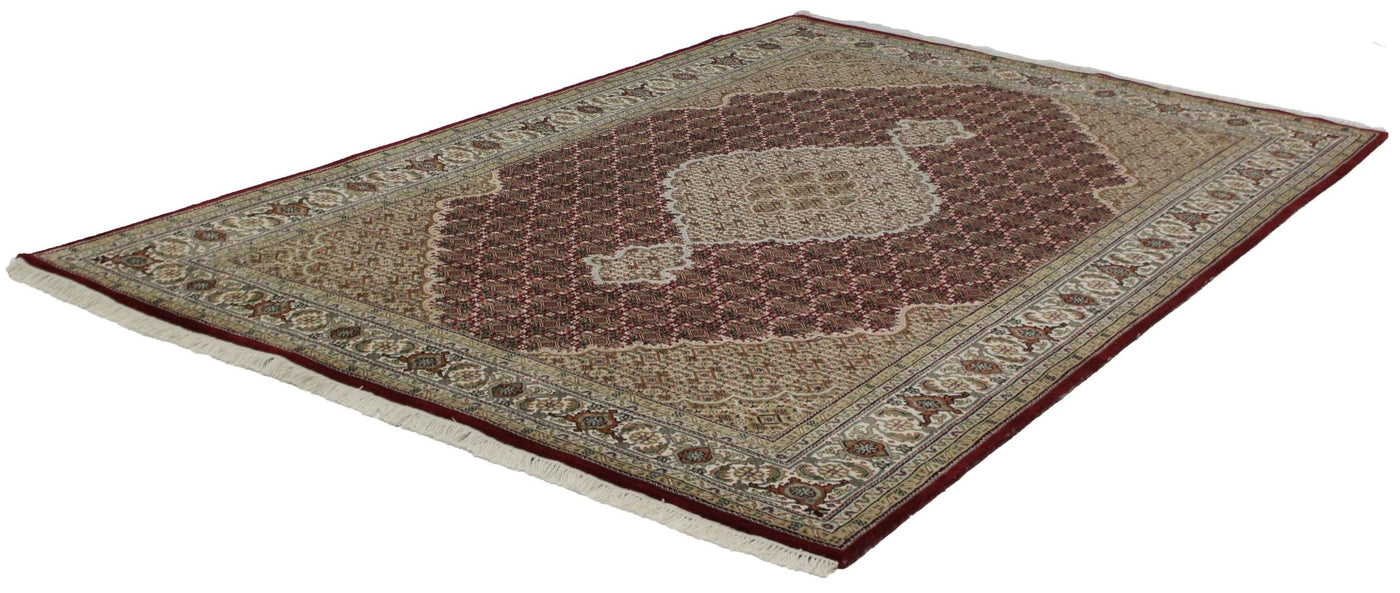 Canvello Hand Made Formal Medallion Indo Tabriz Rug - 6'7'' X 9'10'' - Canvello