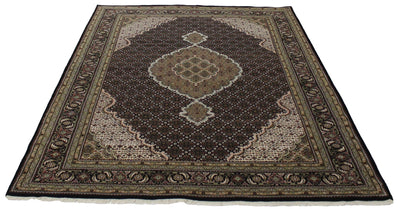 Canvello Hand Made Formal Medallion Indo Tabriz Rug - 6'8'' X 10'0'' - Canvello