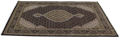 Canvello Hand Made Formal Medallion Indo Tabriz Rug - 6'8'' X 10'0'' - Canvello