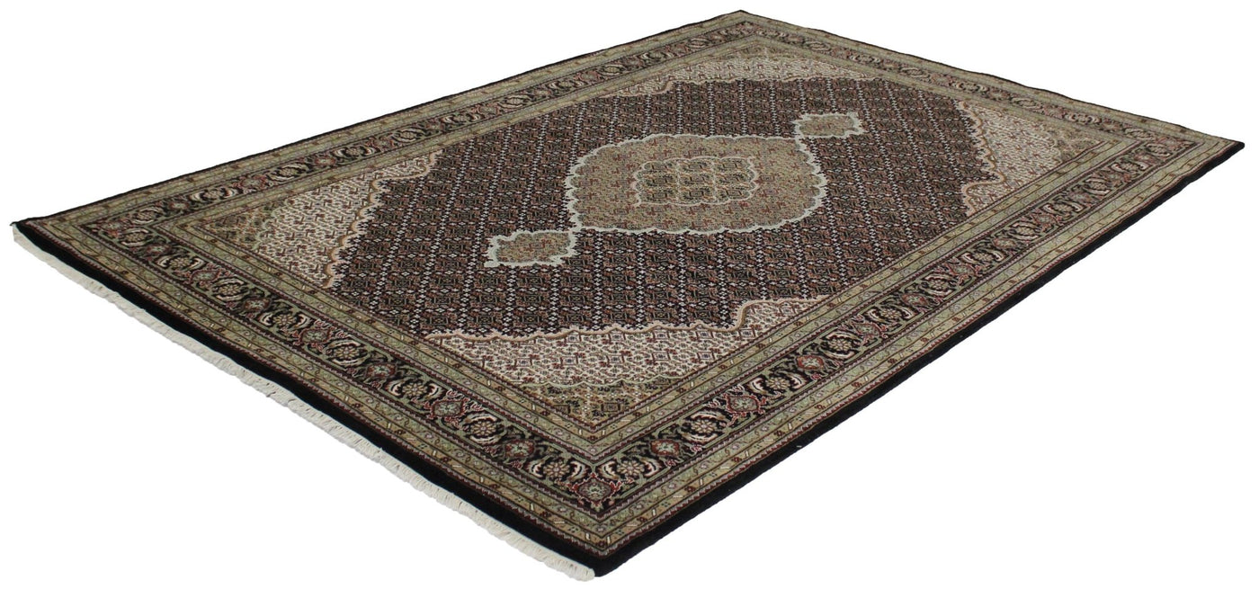 Canvello Hand Made Formal Medallion Indo Tabriz Rug - 6'8'' X 10'0'' - Canvello