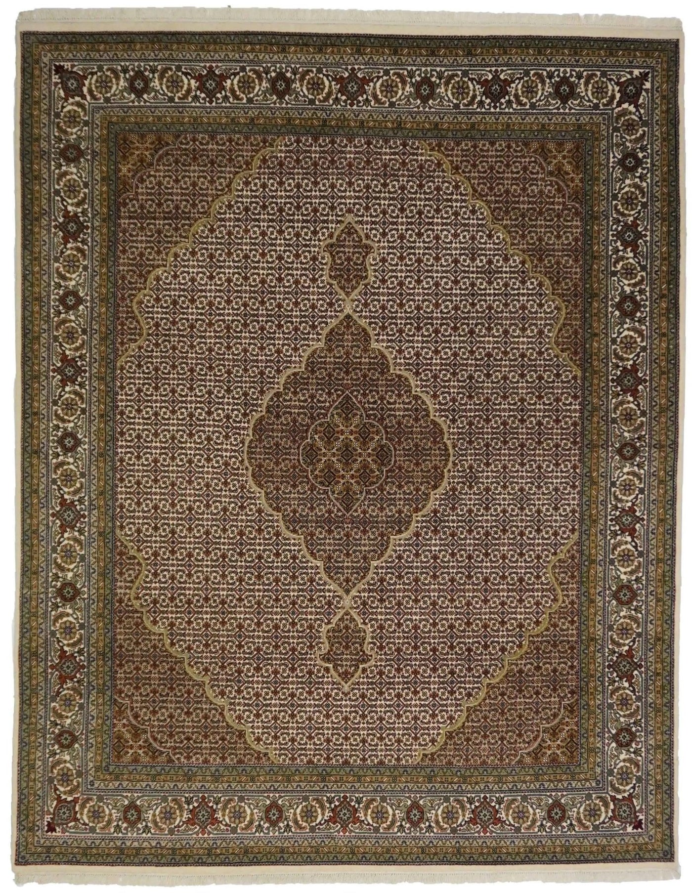 Canvello Hand Made Formal Medallion Indo Tabriz Rug - 8'0'' X 10'1'' - Canvello