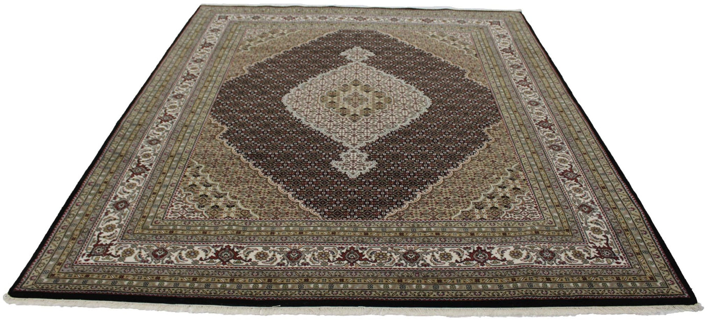 Canvello Hand Made Formal Medallion Indo Tabriz Rug - 8'1'' X 10'2'' - Canvello