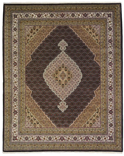 Canvello Hand Made Formal Medallion Indo Tabriz Rug - 8'1'' X 10'2'' - Canvello