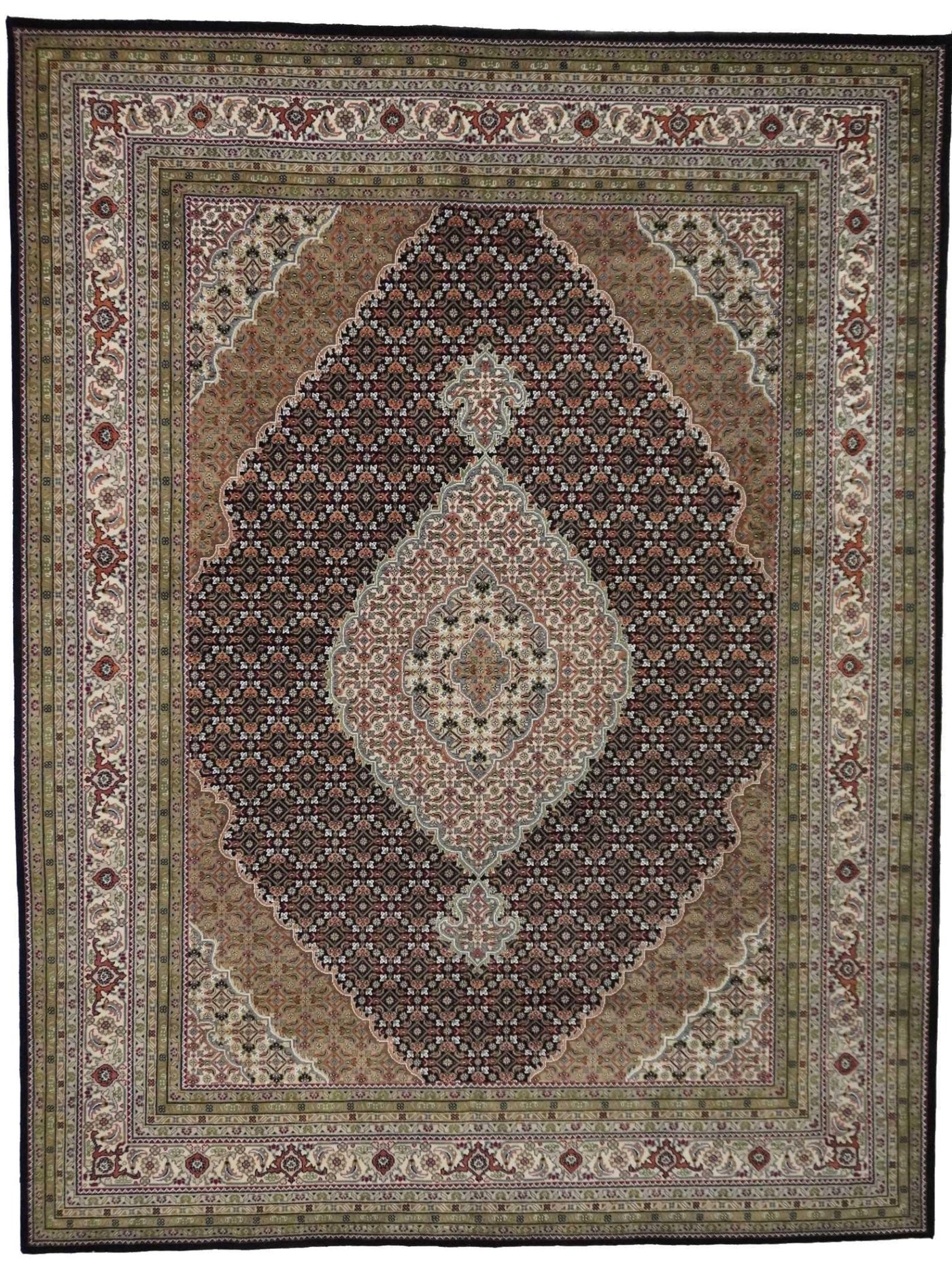 Canvello Hand Made Formal Medallion Indo Tabriz Rug - 8'11'' X 11'9'' - Canvello