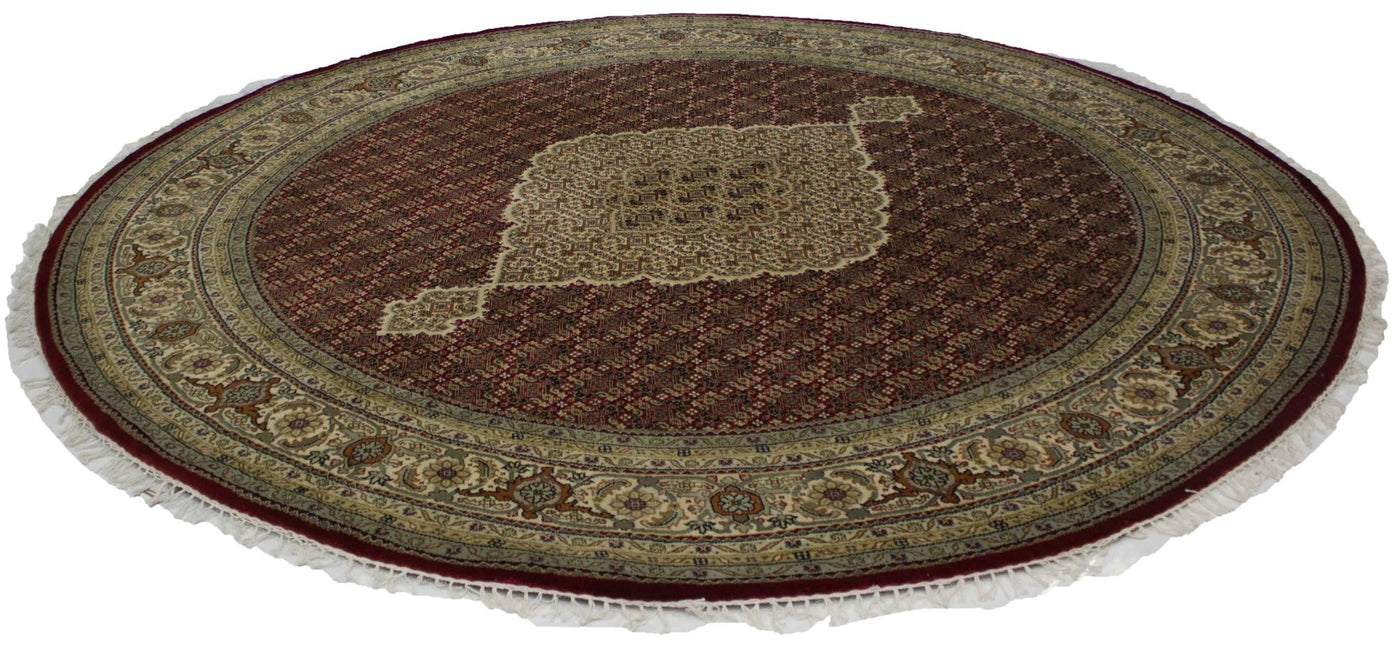 Canvello Hand Made Formal Medallion Indo Tabriz Rug - 8'4'' X 8'2'' - Canvello