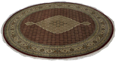 Canvello Hand Made Formal Medallion Indo Tabriz Rug - 8'4'' X 8'2'' - Canvello