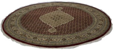 Canvello Hand Made Formal Medallion Indo Tabriz Rug - 8'4'' X 8'2'' - Canvello