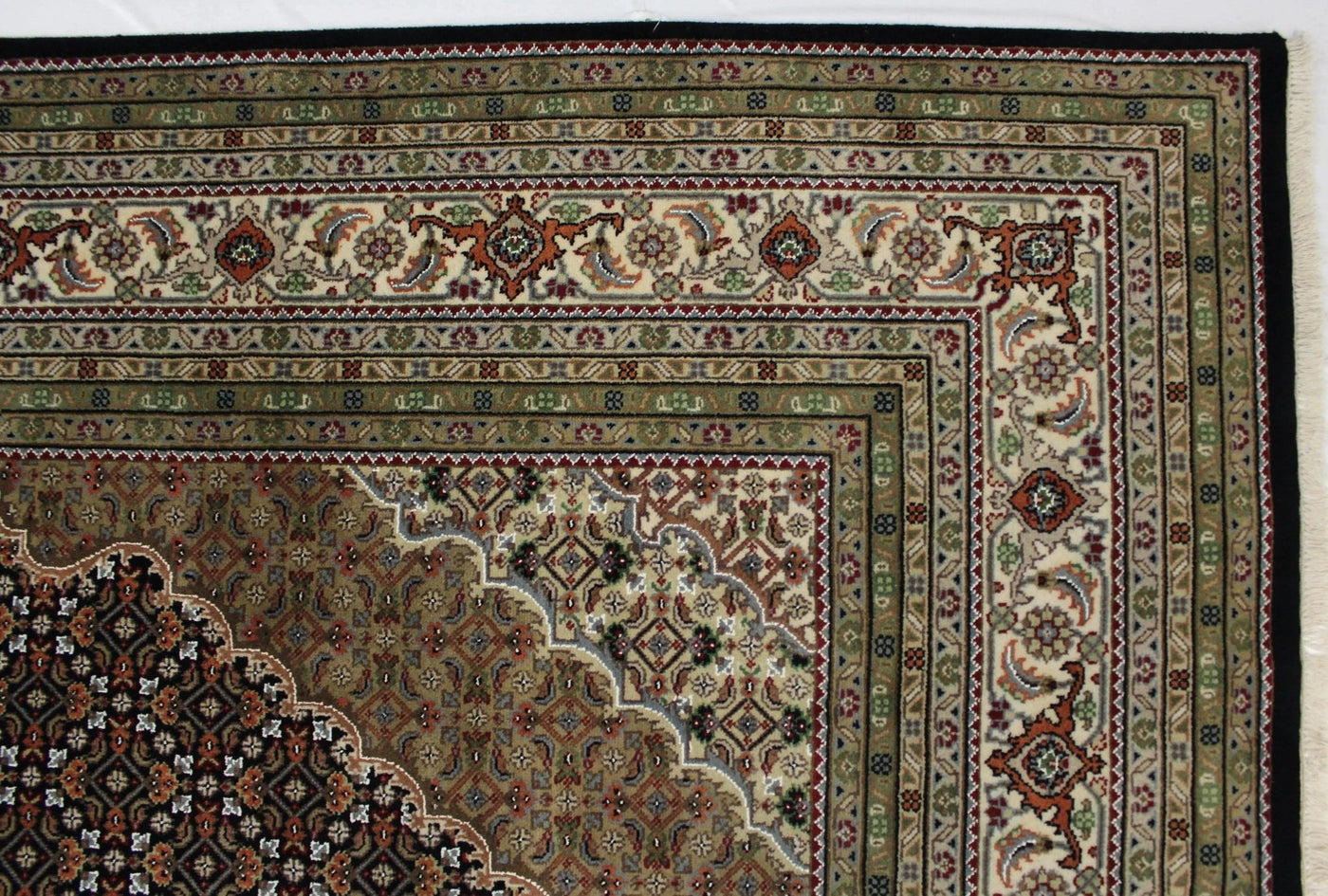 Canvello Hand Made Formal Medallion Indo Tabriz Rug - 9'0'' X 11'10'' - Canvello