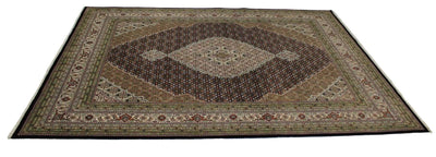 Canvello Hand Made Formal Medallion Indo Tabriz Rug - 9'0'' X 11'10'' - Canvello