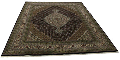 Canvello Hand Made Formal Medallion Indo Tabriz Rug - 9'0'' X 11'10'' - Canvello