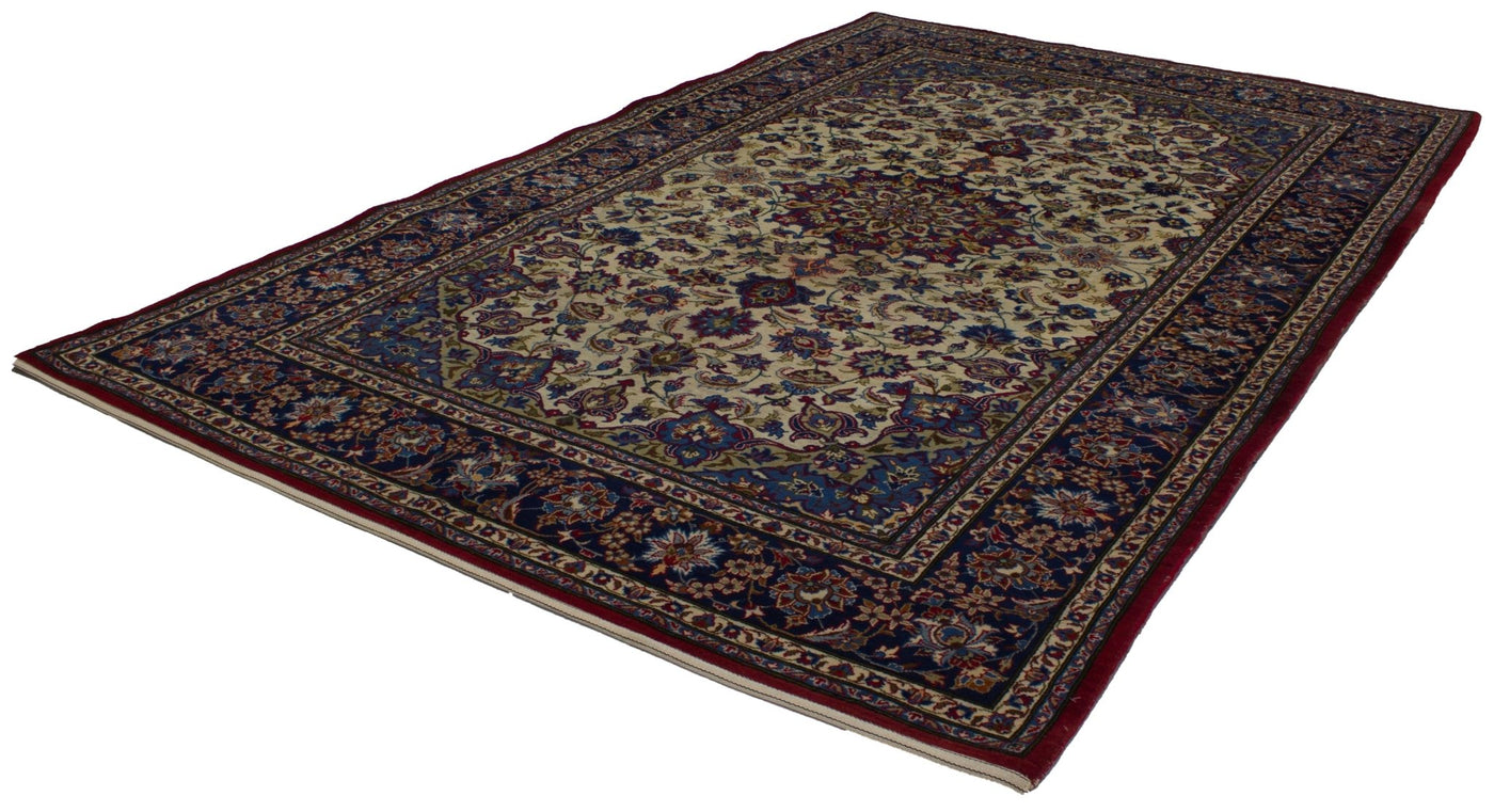 Canvello Hand Made Formal Medallion Middle East Isfahan Rug - 7'0'' X 11'2'' - Canvello