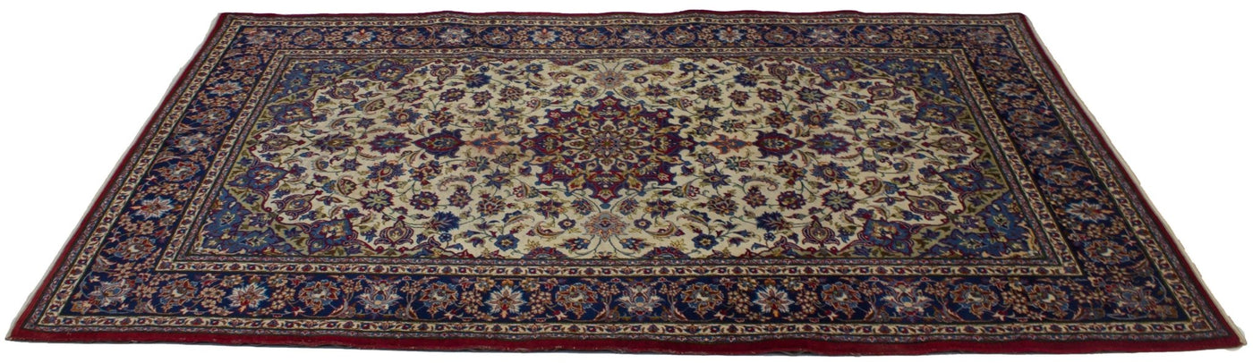 Canvello Hand Made Formal Medallion Middle East Isfahan Rug - 7'0'' X 11'2'' - Canvello